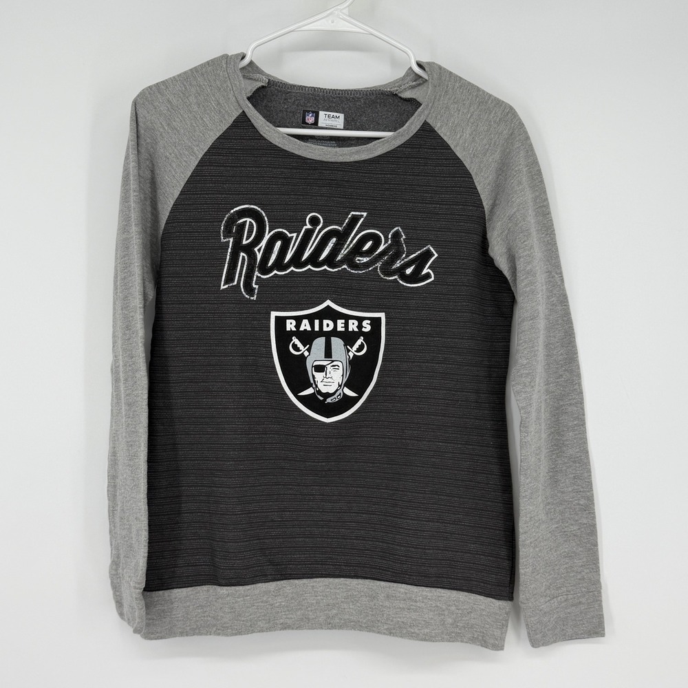 NFL Las Vegas Raiders Womens Small Raglan Sweatshirt Gray Team Apparel‎ S
